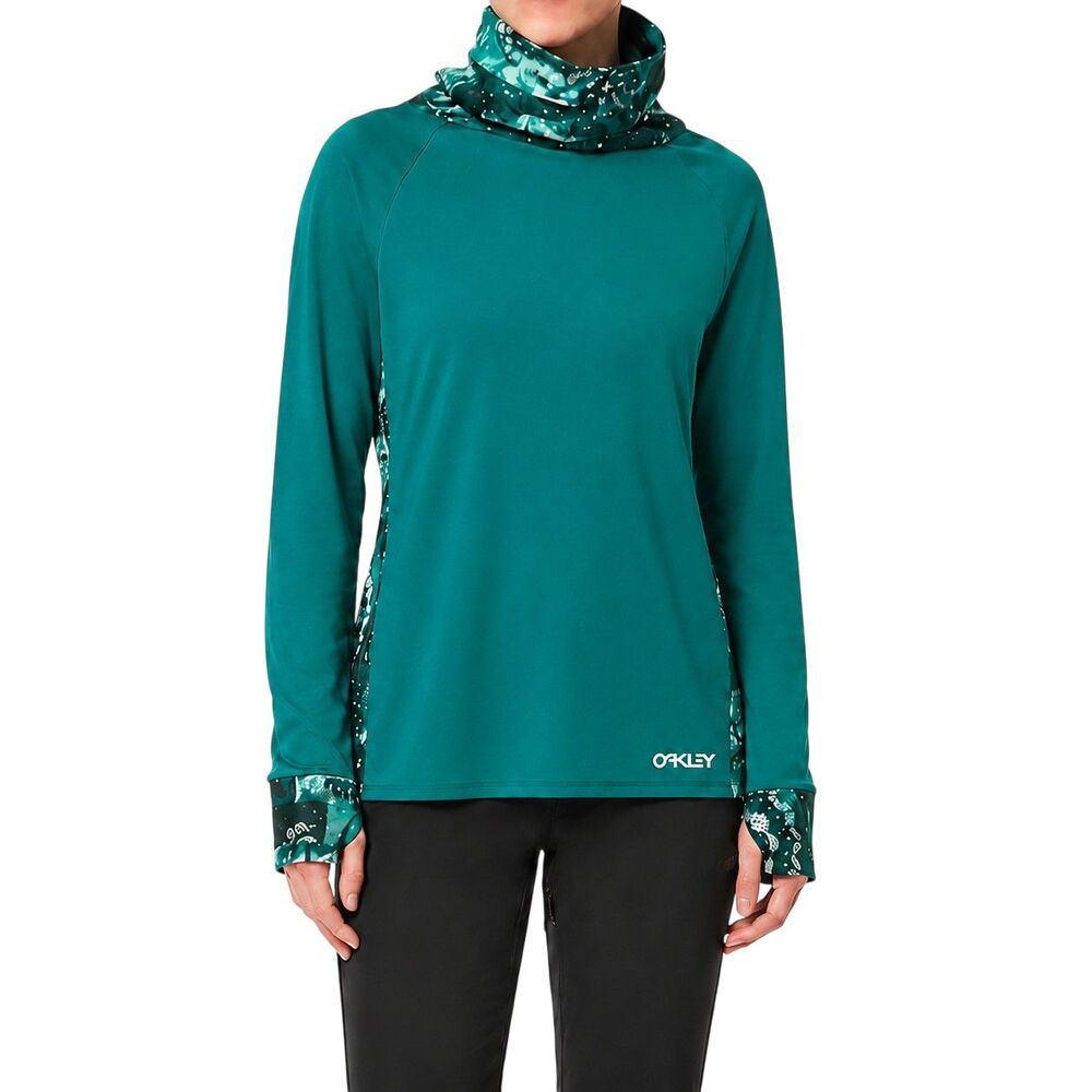 Oakley TC Aurora Midlayer Top Womens Medium High Collar Long Sleeve Shirt Green